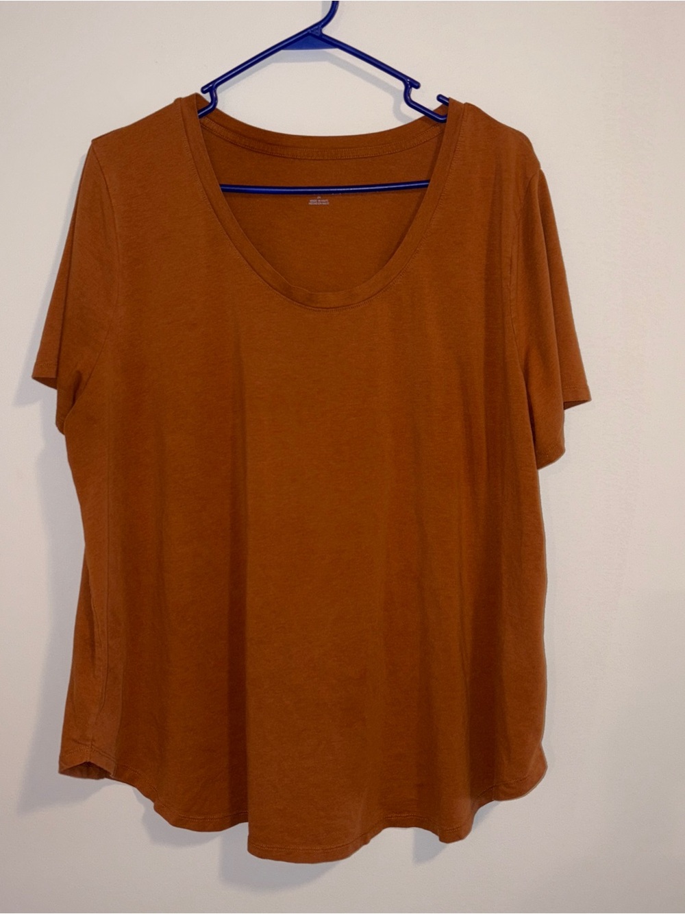 Ava & Viv Scoop Neck Short Sleeve Orange Top 2X